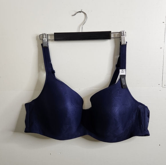 Deesse New Lightly Lined Contour T-Shirt Bra Underwire Lace Navy Blue 48c new - Picture 3 of 7